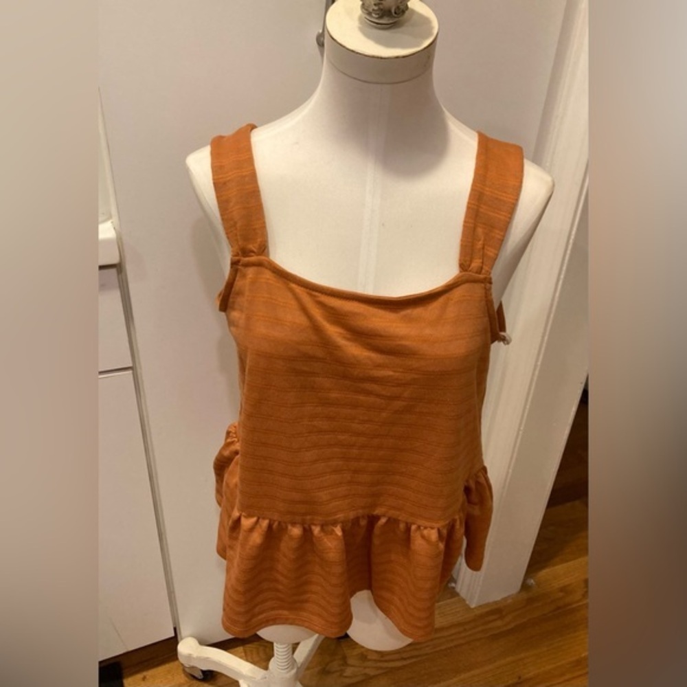 A.N.A Sleeves Top Cotton Square Neck Pumpkin - M NWT